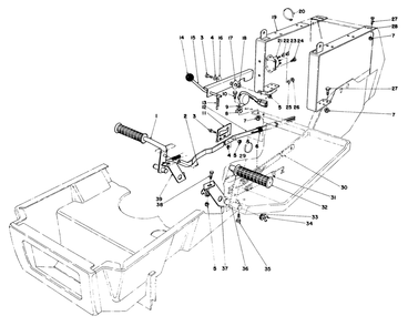 Brake & Clutch Pedal Assembly Diagram and Parts List for 57360 3000001 - 3999999 Toro Lawn Tractor