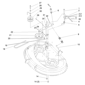 Pulley & Belt Assembly (38" Cutting Unit) Diagram and Parts List for 71190 8900001 - 8999999 Toro Lawn Tractor