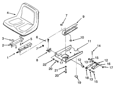 Seat Diagram and Parts List for 73420 3900001 - 3999999 Toro Lawn Tractor