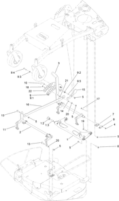 Deck Lift Assembly Diagram and Parts List for 44409 407700000-409999999 Toro Lawn Mower