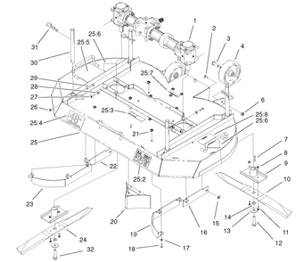 Deck Assembly Diagram and Parts List for 74187 (200000501-200999999)(2000) Toro Lawn Mower