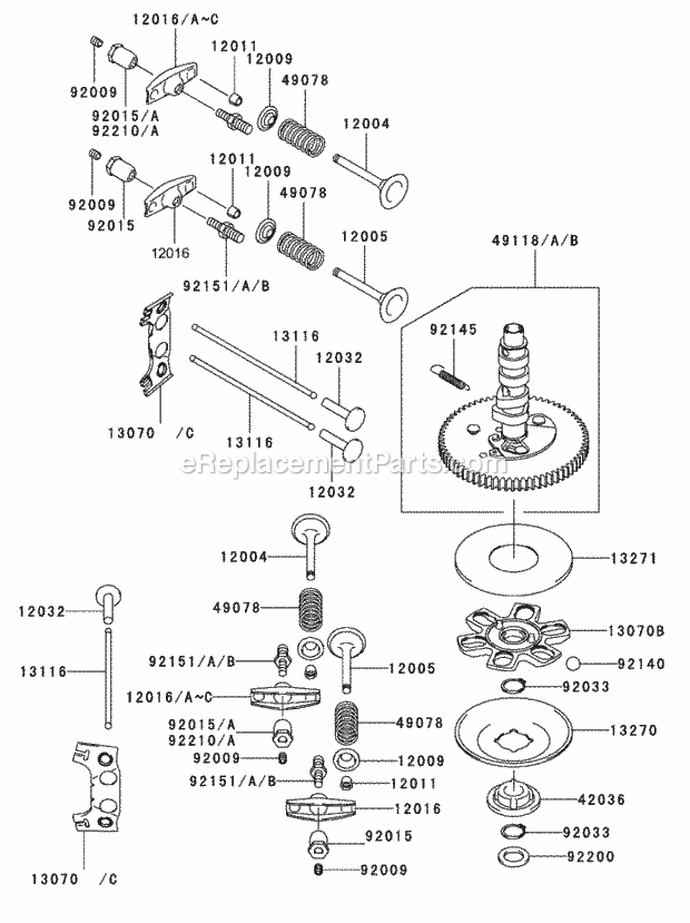 Valve/Camshaft Assembly Kawasaki Fh601v-Ds06 Diagram and Parts List for 74179 230006001-230007000 Toro Lawn Mower
