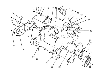 Engine & Wheel Assembly Diagram and Parts List for 38171 3900001 - 3999999 Toro Snow Blower