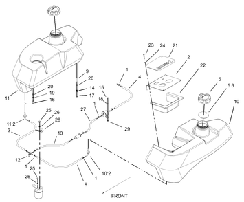 Fuel System Assembly Diagram and Parts List for 74213 (230006001-230999999)(2003) Toro Lawn Mower