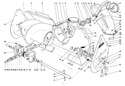 Auger Assembly Diagram and Parts List for 38090 7000001 - 7999999 Toro Snow Blower