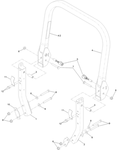 Roll-Over Protection System  Assembly Diagram and Parts List for 74072 403226744-404399999 Toro Lawn Mower