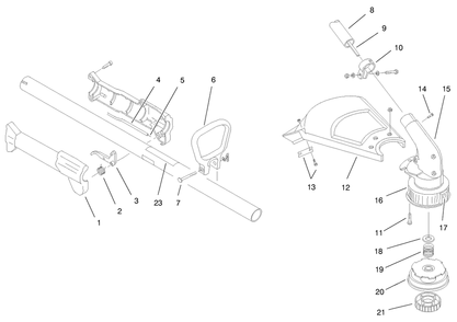 Boom And Trimmer Assembly Diagram and Parts List for 51907 890000001 - 899999999 Toro Trimmer