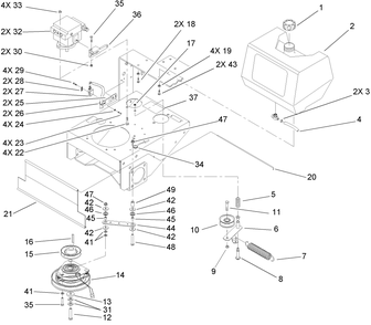 Fuel Tank, Hydro Pump And Power-Take-Off Assembly Diagram and Parts List for 30299TE (260000001-260999999)(2006) Toro Lawn Mower