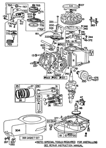 Engine Briggs & Stratton Model 92508-1000-01 For 19" Hand Propelled Model 16009 Diagram and Parts List for 16113 9000001 - 9999999 Toro Lawn Mower