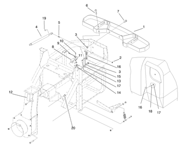 Bumper Asm Diagram and Parts List for 79434 890523 - 891636 Toro Lawn Tractor Accessories
