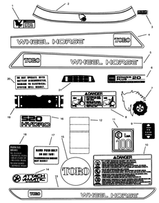 Decals Diagram and Parts List for 73520 4900001 - 4999999 Toro Lawn Tractor