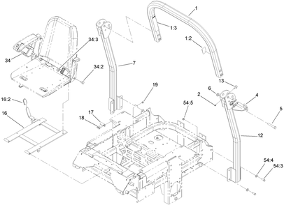Roll-Over Protection System Assembly Diagram and Parts List for 74237CP (270000001-270999999)(2007) Toro Lawn Mower