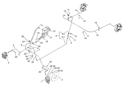 Brake And Master Cylinder Assembly Diagram and Parts List for 12004 220000001 - 220999999 Toro Lawn Tractor