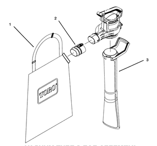 Vacuum Tube & Bag Assembly Diagram and Parts List for 51557 59000001 - 59999999 Toro Leaf Blower / Vacuum