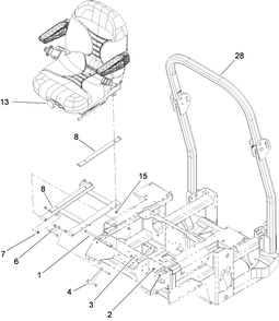 Seat And Roll-Over Protection System Assembly Diagram and Parts List for 74269 (290000001-290999999)(2009) Toro Lawn Mower