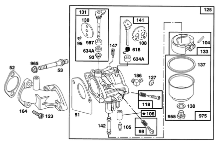 Engine Briggs & Stratton Model 28m707-0127-01 Diagram and Parts List for 70131 6900001 - 6999999 Toro Lawn Tractor