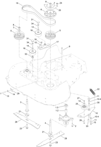 Spindle And Blade Assembly Diagram and Parts List for 22235 400000000 - 412999999 Toro Lawn Mower