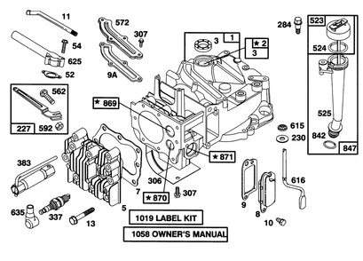 Engine Briggs & Stratton Model 128807-0658-01 Diagram and Parts List for 20463 5900001 - 5999999 Toro Lawn Mower