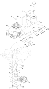 Engine And Fuel Tank  Assembly Diagram and Parts List for 22215 400000000-405319999 Toro Lawn Mower