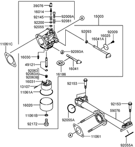 Carburetor Assembly Diagram and Parts List for 30314TE (260000001-260999999)(2006) Toro Lawn Mower
