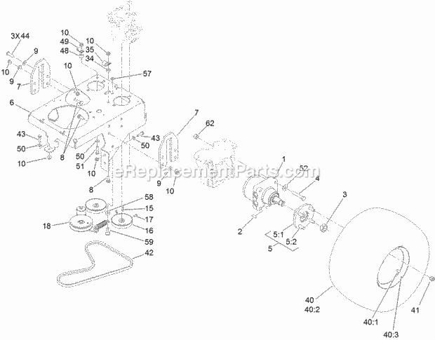 Ground Drive Assembly Diagram and Parts List for 74575 315000001-315999999 Toro Lawn Mower