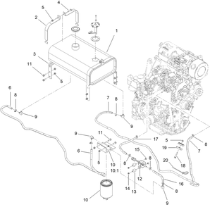 Fuel System Assembly Diagram and Parts List for 25530T 323000000 - 999999999 Toro Lawn Tractor Accessories