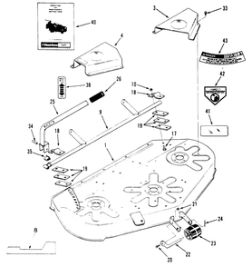 Deck & Cover Assembly Diagram and Parts List for R5-42RY01 1000001 - 1999999 Toro Lawn Mower