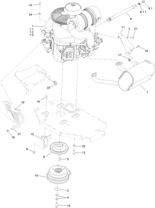 Engine, Clutch And Muffler Assembly Diagram and Parts List for 74952 402100000-403319824 Toro Lawn Mower