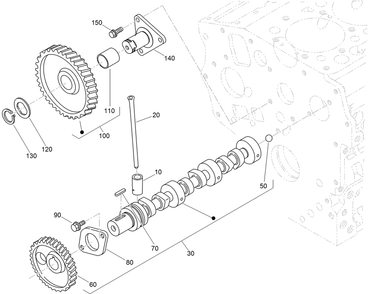 Camshaft And Idle Gear Shaft Assembly Diagram and Parts List for 72264TE 406427909-406429999 Toro Lawn Mower