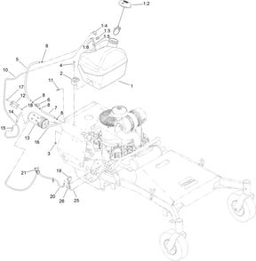 Fuel System Assembly Diagram and Parts List for 44423 406500000-409999999 Toro Lawn Mower