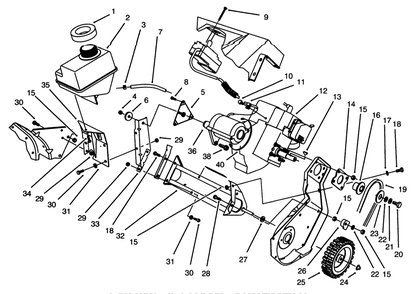 Engine & Frame Assembly Model 38196 (Electric) Diagram and Parts List for 38196 5900001 - 5999999 Toro Snow Blower