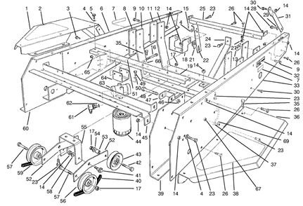 Frame & Jackshaft Assembly Diagram and Parts List for 30611 690001 - 699999 Toro Lawn Tractor