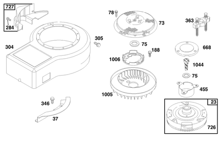 Engine Briggs & Stratton Model 28n777-0174-01 Diagram and Parts List for 71219 7900001 - 7999999 Toro Lawn Tractor