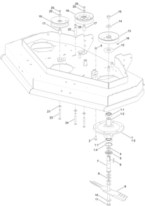 48 Inch Deck Spindle And Blade Assembly Diagram and Parts List for 2712 400000000 - 409999999 Toro Lawn Tractor Accessories