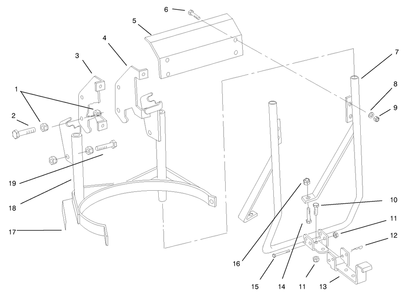Main Frame Diagram and Parts List for 74173 (990001-999999)(1999) Toro Lawn Mower