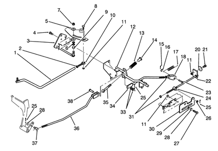 Brake And Hydro Linkage Diagram and Parts List for 72041 3900001 - 3999999 Toro Lawn Tractor