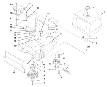 Fuel Tank, Hydro Pump & Pto Diagram and Parts List for 30187 790001 - 795000 Toro Lawn Tractor Accessories