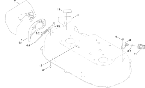 Side Discharge Chute Assembly Diagram and Parts List for 21200 407800000 - 410174254 Toro Lawn Mower