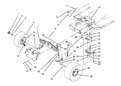 Front Axle Assembly Diagram and Parts List for 71184 6900001 - 6999999 Toro Lawn Tractor
