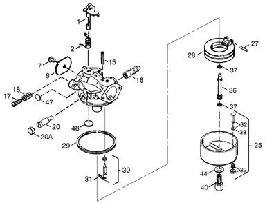 Carburetor No. 640082 Diagram and Parts List for 38072 9900001 - 9999999 Toro Snow Blower