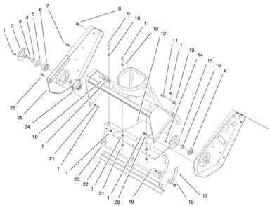 Auger Housing Assembly Diagram and Parts List for 38430 9900001 - 9999999 Toro Snow Blower