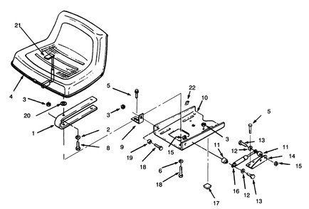 Seat Diagram and Parts List for 73380 4900001 - 4999999 Toro Lawn Tractor