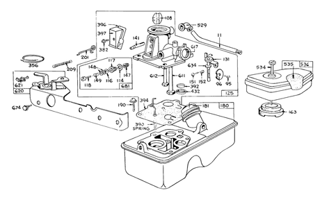Carburetor Assembly Model 390065 Diagram and Parts List for 16255 4000001 - 4999999 Toro Lawn Mower