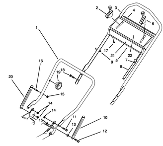 Handle Assembly Diagram and Parts List for 20764B 49000001 - 49999999 Toro Lawn Mower