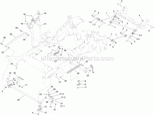 Decklift Assembly Diagram and Parts List for 74957 315000001-315999999 Toro Lawn Mower