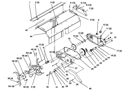 Shield, Gear Case & Tines Diagram and Parts List for 79271 6900001 - 6999999 Toro Lawn Tractor