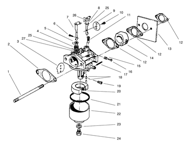 Carburetor Assembly (Model No. 47pt7-7) Diagram and Parts List for 22043 8900001 - 8999999 Toro Lawn Mower