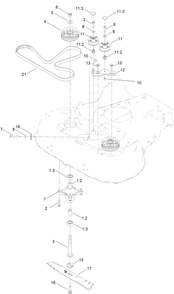 Spindle And Belt Assembly Diagram and Parts List for 21876 400000000 - 999999999 Toro Lawn Mower