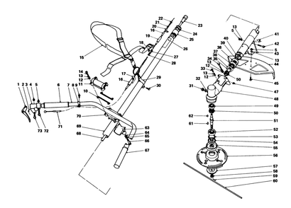 Handle And Cutter Head Diagram and Parts List for 51700 9000001 - 9999999 Toro Trimmer