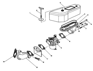 Air Cleaner And Carburetor Assembly Diagram and Parts List for 30112 0000001 - 0999999 Toro Lawn Tractor Accessories